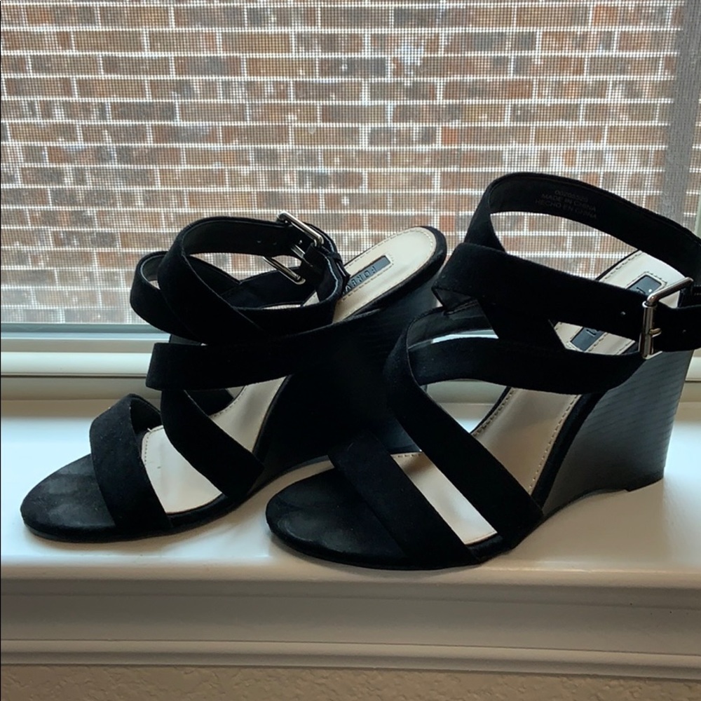 Black suede strappy platform (size 6.5)